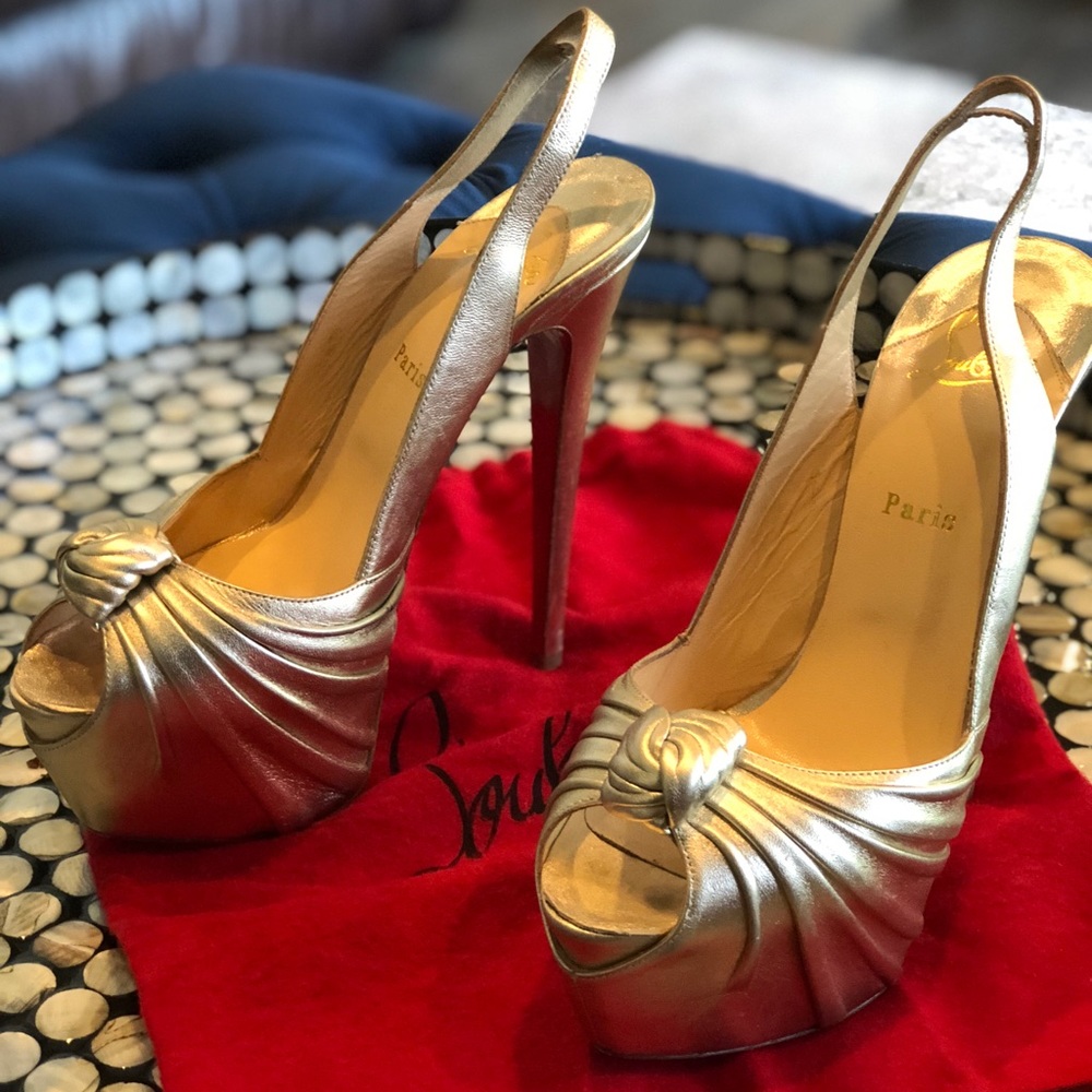 Christian Louboutin Miss Benin 160 Gold Heels